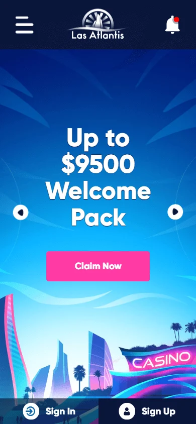 Las Atlantis Casino mobile home screen