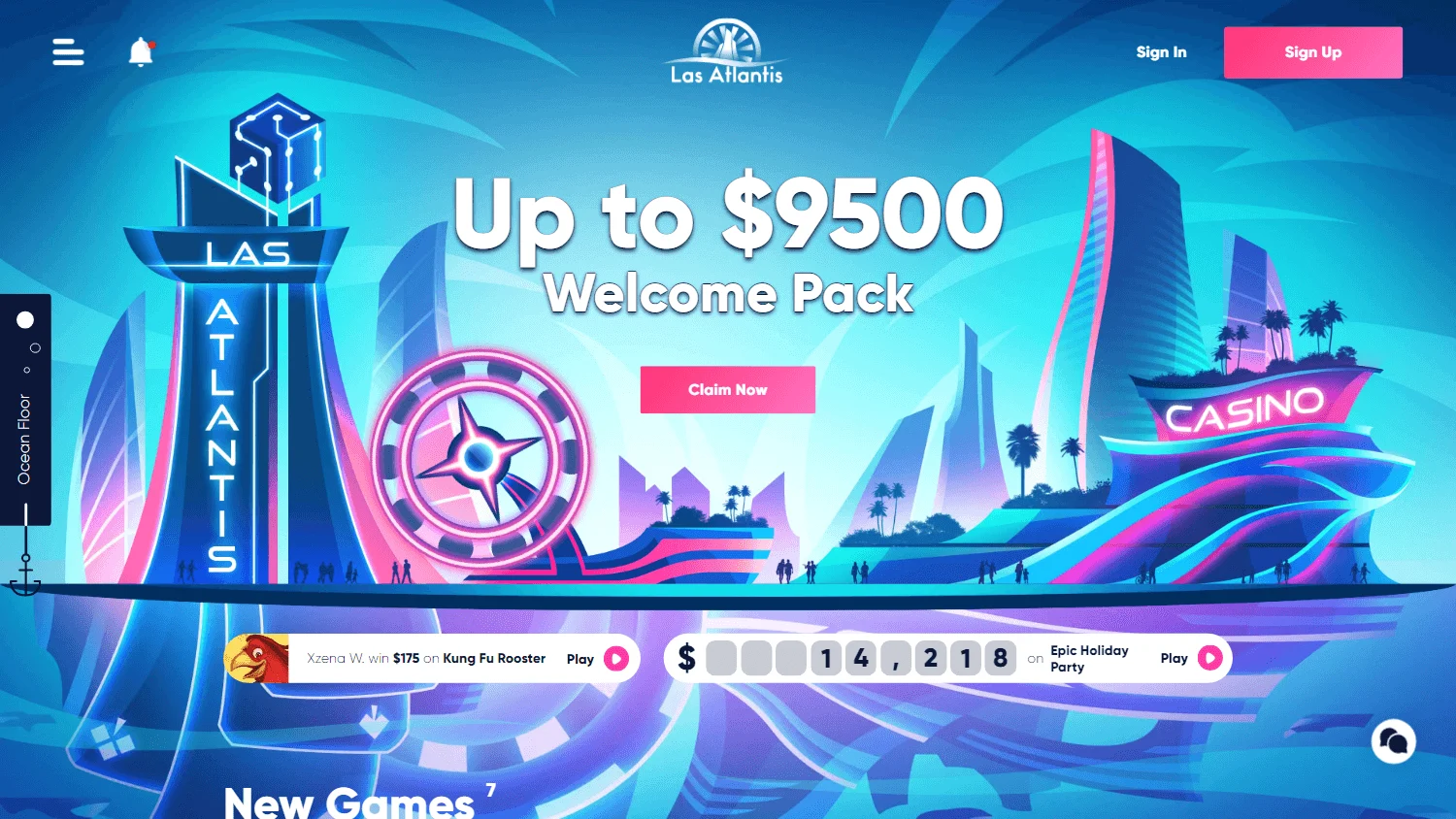 Las Atlantis Casino desktop home screen